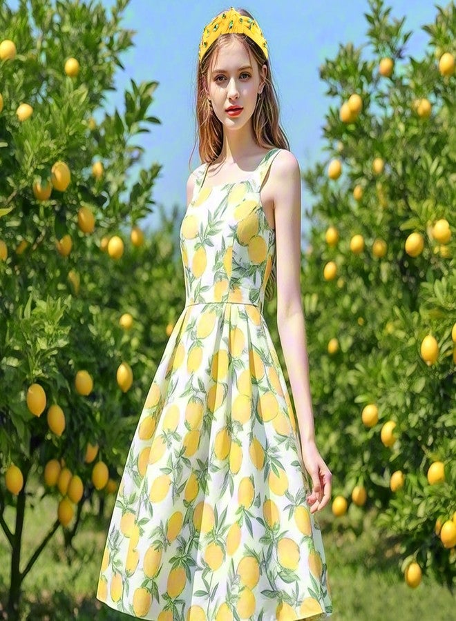 Hapdoo Yellow Lemon Rhinestone Jeweled Knotted Headbands for Women Girls, Fashion Cute Fruit Hair Accessories Gift for Girls - Image 5